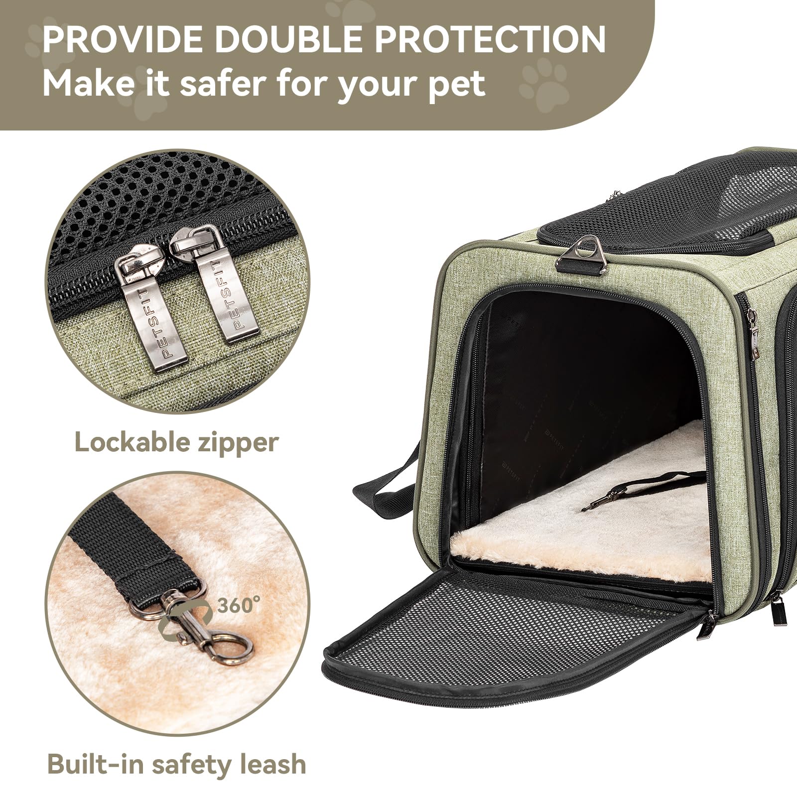 Petsfit Expandable Cat Carrier, Airline Approved Soft-Sided Pet Travel Bag for Small Dogs & Cats - Image 3