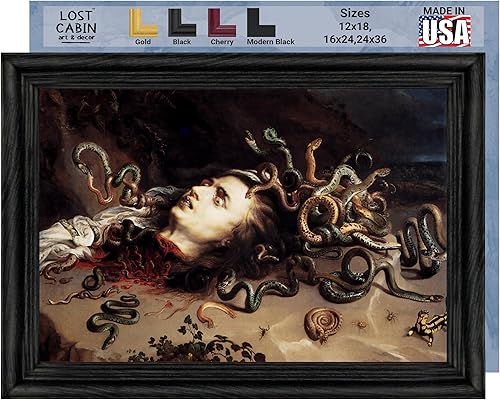 Head of Medusa por Peter Paul Rubens - Lienzo enmarcado para decoración de pared, lienzos de reproducción de pinturas de obras de arte finas,