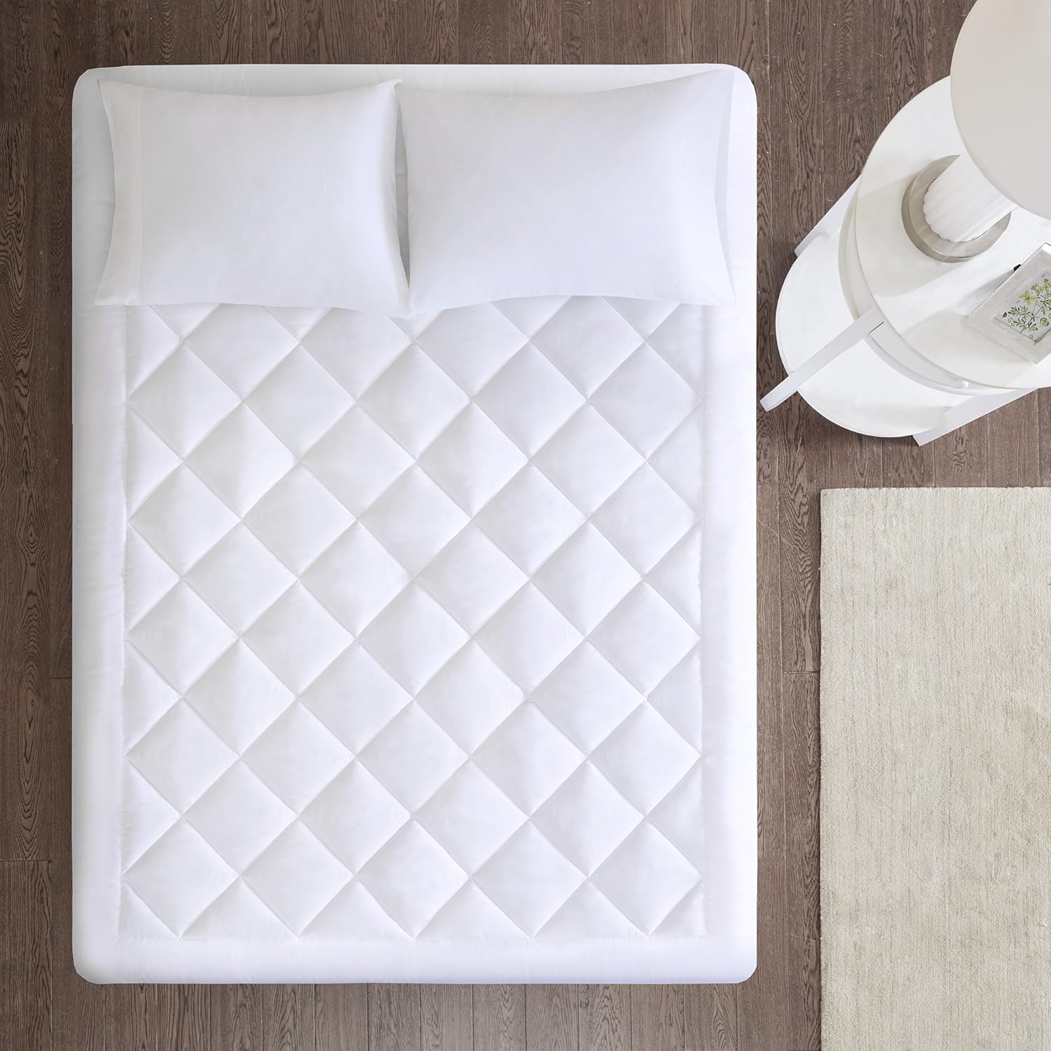 Sleep Philosophy 3M Protector Topper Moister Wicking Hypoallergenic Stain Resistant Bed Cover with Deep Pocket Mattress Pad, Twin XL, Serenity White