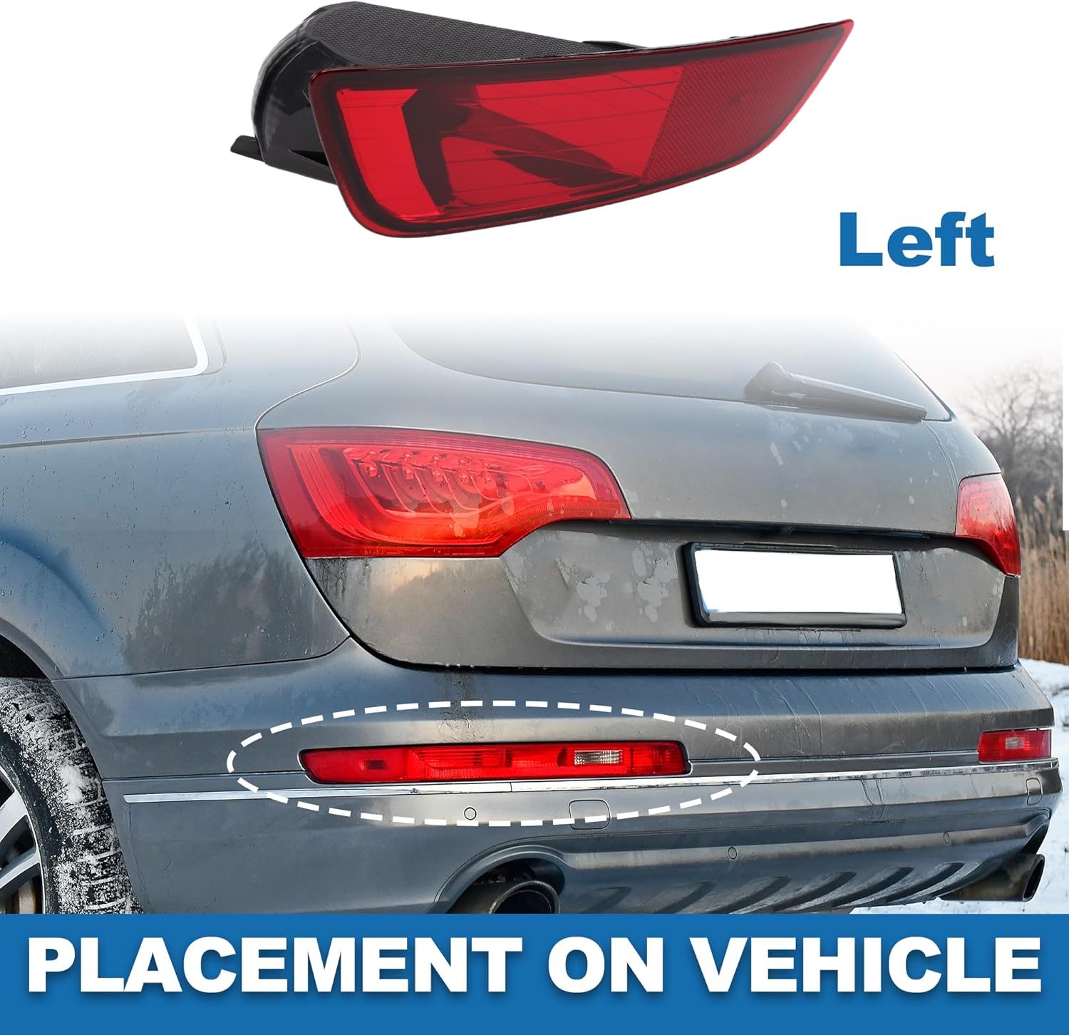 Rear Bumper Tail Light Shell No.30763322 Lower Rear Bumper Reflector Stop Lamp Brake Light Cover for Volvo XC60 2008-2013 ABS Red Gray Waterproof Rear Left