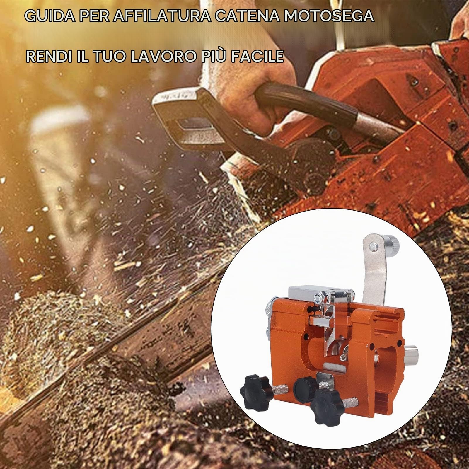 CHICIRIS Affilacatene Portatile per Motosega Kit di Affilatura Preciso Accurato per Catena di Segatura Professionale