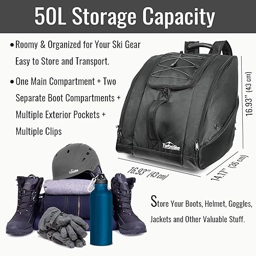 Miniatura 9 de Bolsa para botas de esquí, bolsa para botas de snowboard para esquí y snowboard, equipaje de viaje, almacenamiento y transporte, casco gafas guantes