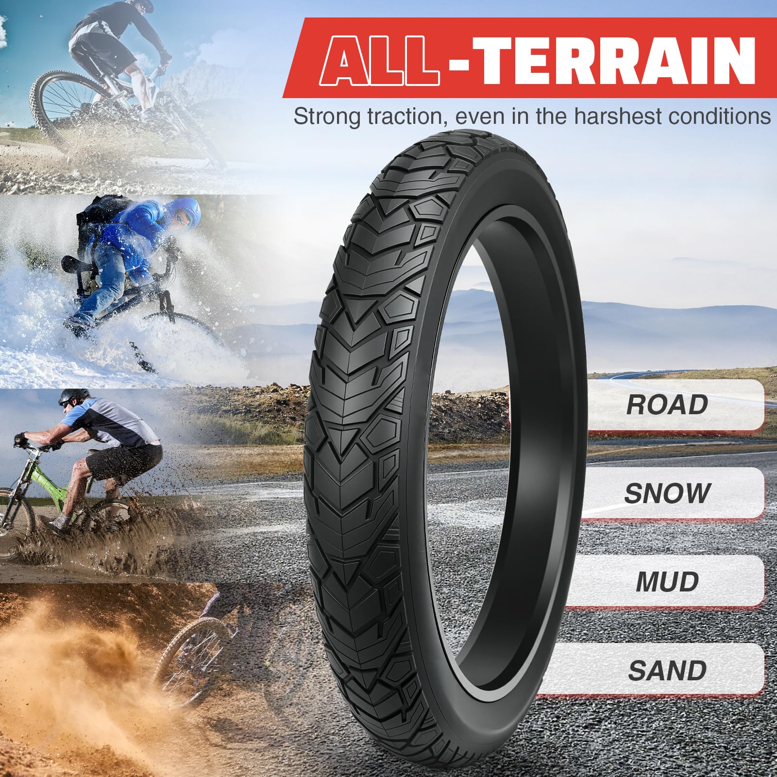 ZUKKA 20/26x 4.0 E-Bike Tire 1/2 Pack Fat Tire High Performance Fat Tire/White Wall Tire Sostituzione Pneumatici ad alta densità Pneumatici per bici MTB E