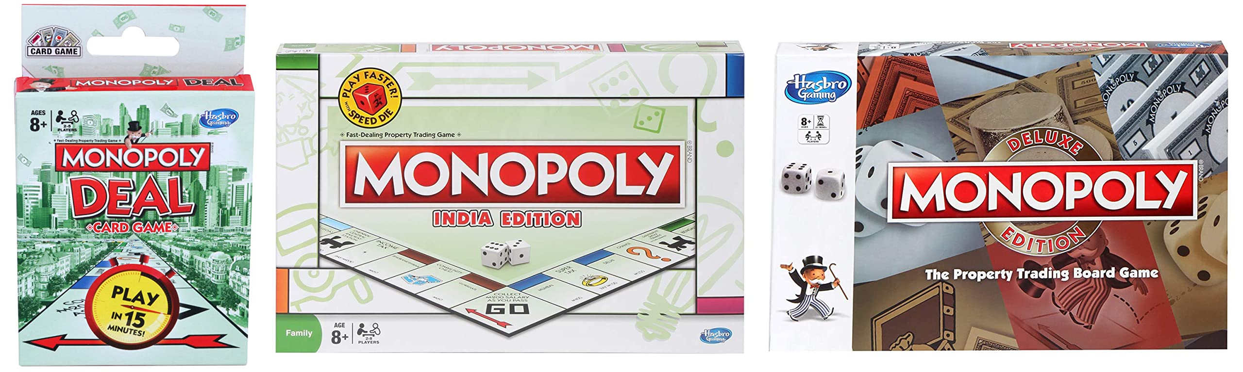 Monopoly Deluxe Edition, Fantasy Board Game,Multicolor & Deal Card Game for Families and Kids Ages 8 and Up & India Edition Board Game for Families and Kids Ages 8 and Up,Multicolor