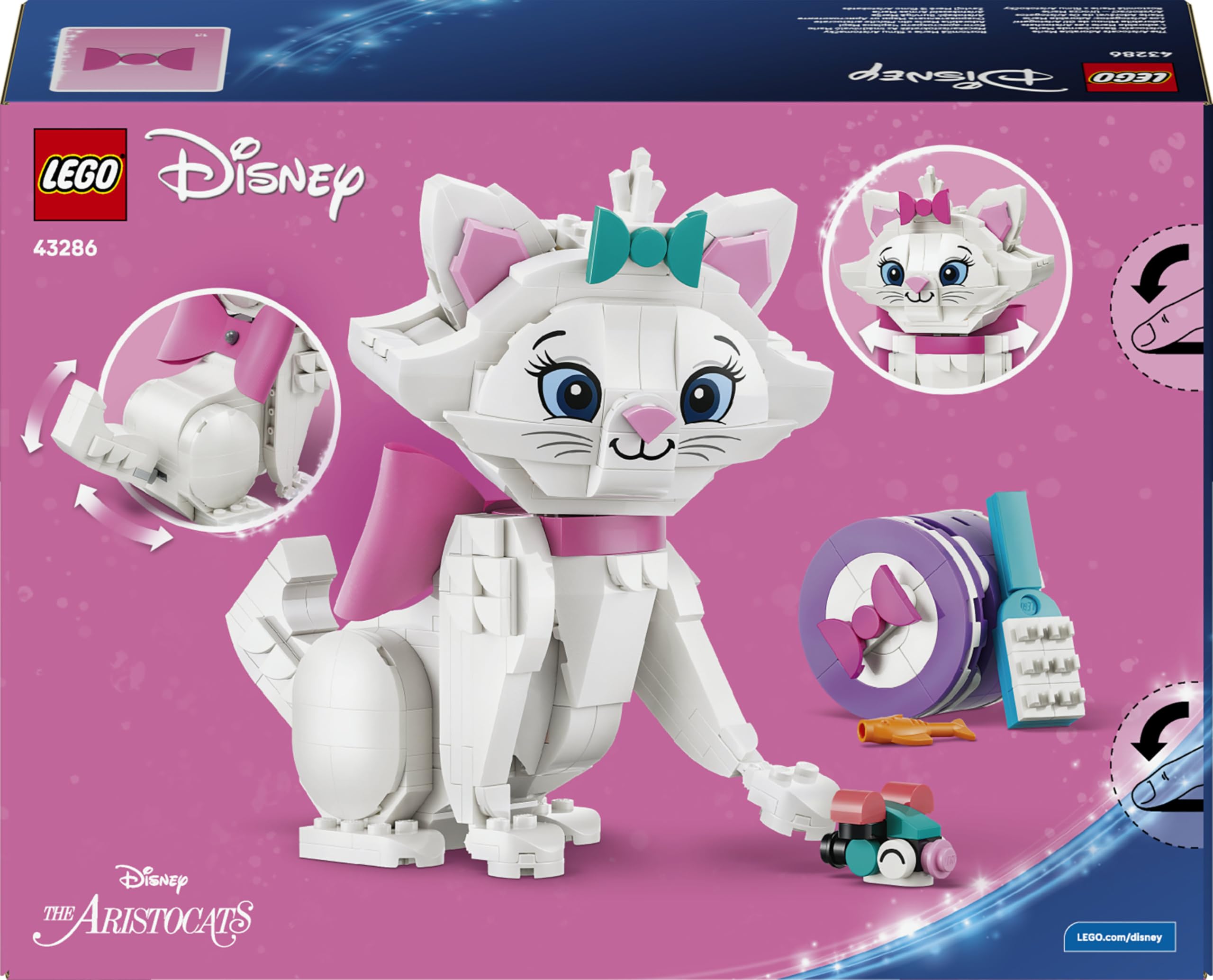 LEGO | Disney Adorabile Minou de Gli Aristogatti - Gatto Giocattolo con Accessori, incluso un Fiocco in Tessuto - Decorazione per la Camera da Letto - Regalo per Bambine e Fan da 7 Anni in su - 43286