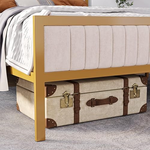 Miniatura 6 de 4 EVER WINNER Base de cama tapizada de tamaño matrimonial con cabecera de terciopelo base de colchón de plataforma resistente no necesita somier
