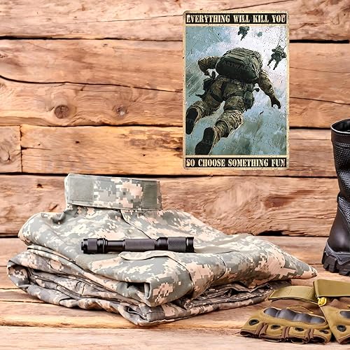 Miniatura 6 de Letrero de metal vintage con texto en inglés All Will Kill You So Choose Something Fun Retro Metal Poster Office Rustic Home Office (soldado de la