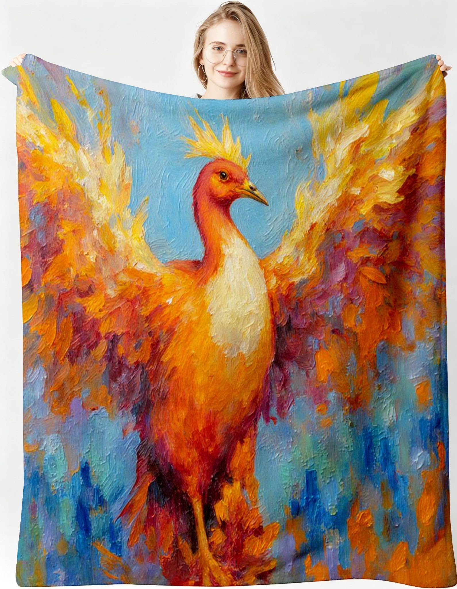 Manta Grande 180x220 cm Pájaro Naranja Polar Franela Térmica-A94