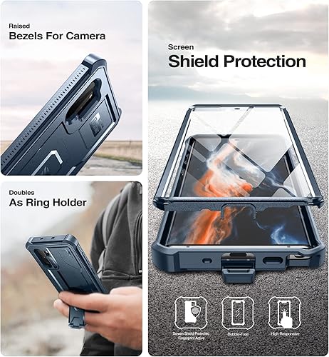 Miniatura 40 de Dexnor Funda para Samsung Galaxy Note 10+ Plus, [protector de pantalla y soporte integrados] Protección de grado militar resistente a prueba