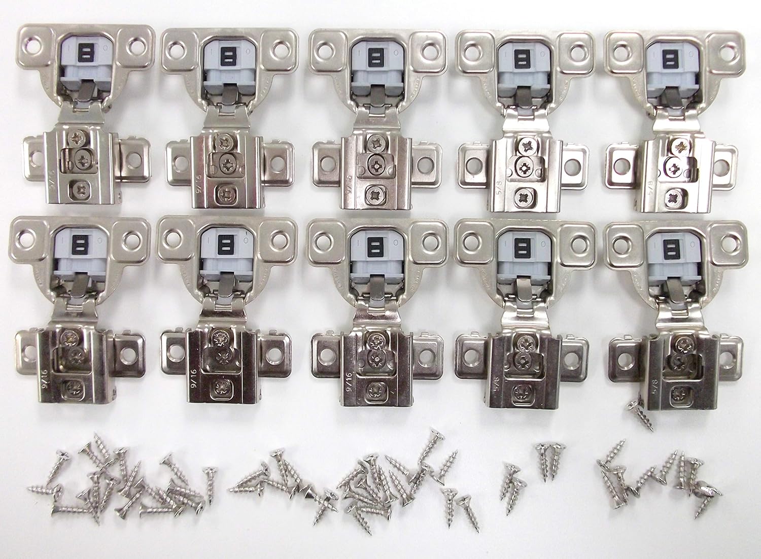 Salice Compact Soft Close 9/16" Overlay Hinge Pack of 10 Hinges with Screws
