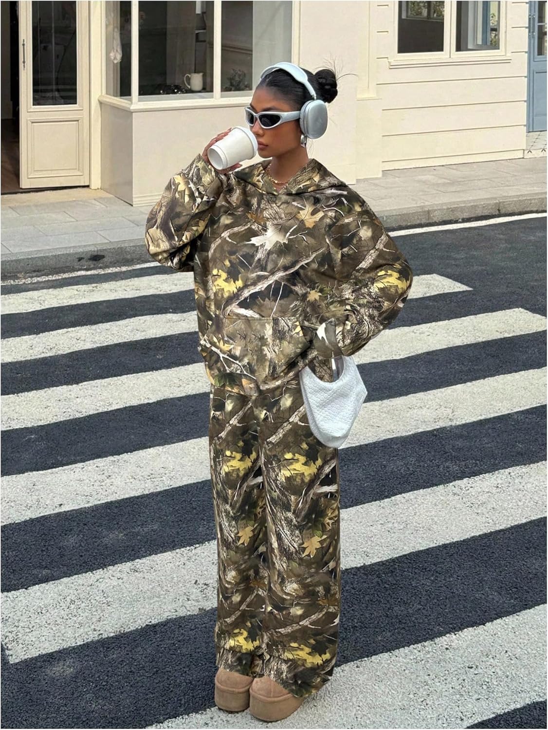 SOLY HUX Women's Sweatsuits 2 Piece Outfits Camo Long Sleeve Hoodie Sweatshirt and Sweatpants Set Streetwear - Image 5