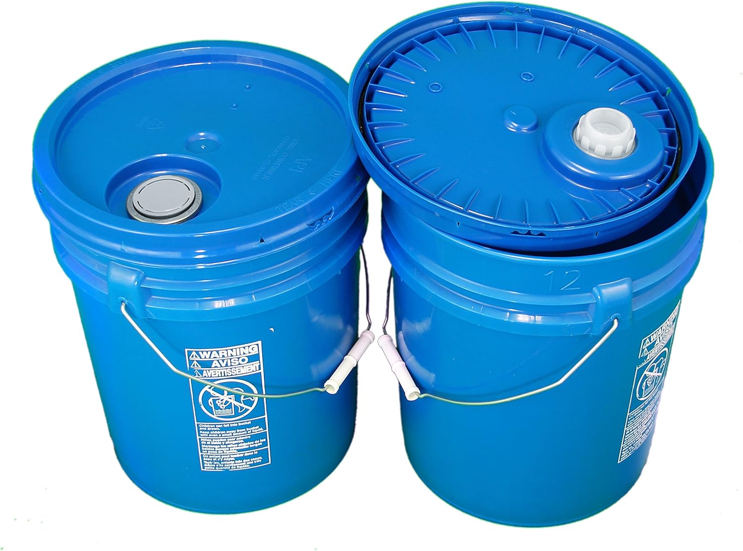 Bucket Kit, Two 5Gallon Blue Buckets with SnapOn Lids w