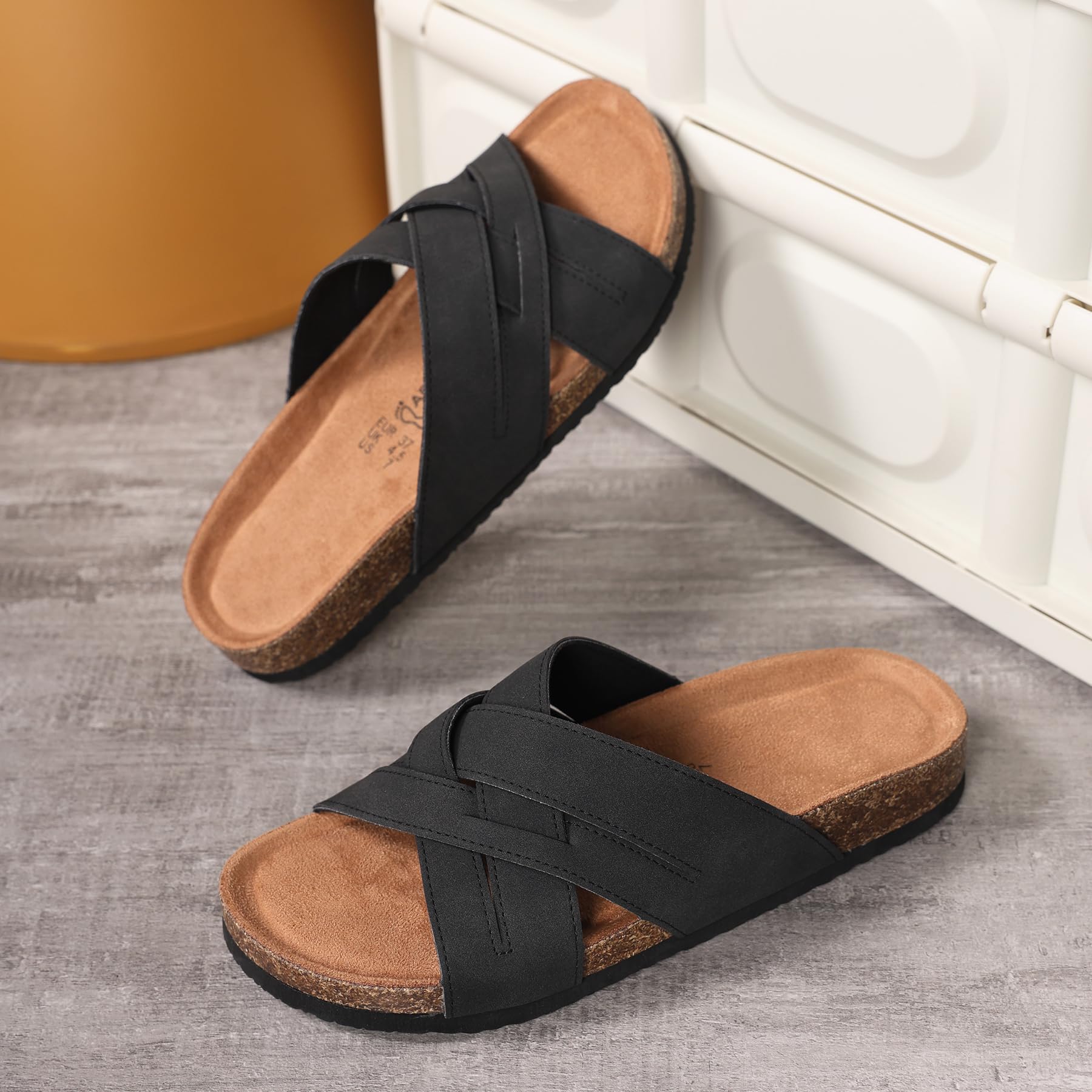 ARRIGO BELLO Mules Femmes Confortable Cuir Sandales Mode Antidérapant Chausson Arch Support D’été Plein Air Pantoufles Taille 36-41