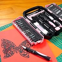 Vista 7 de MANUFORE Juego de 34 cuchillos Exacto grandes, color rosa, juego de cuchillos de precisión para manualidades, incluye 3 cuchillos de manualidades