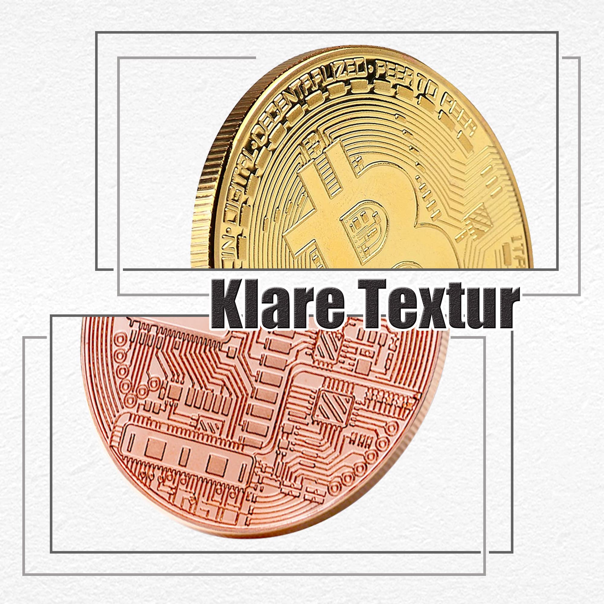 Bitcoin Münze Krisler Physische N - 3 Stück 24-Karat Gold | 40mm Sammler- Münzen Im Set Bitcoin Geschenk