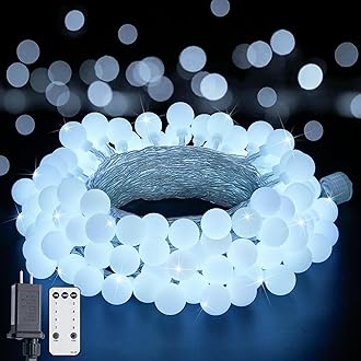 JMEXSUSS 100 LED White String Lights Indoor, Connectable Globe String Lights Plug in with Remote, 33 ft 8 Modes Christmas Fairy Light Outdoor for Bedroom Room Mirror Party Holiday Valentines Decor