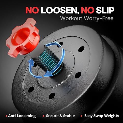Miniatura 4 de Juego de mancuernas ajustables 4 en 1 de 45 libras, pesas libres con conector de barra y asas de pesas rusas, mancuernas antideslizantes, se