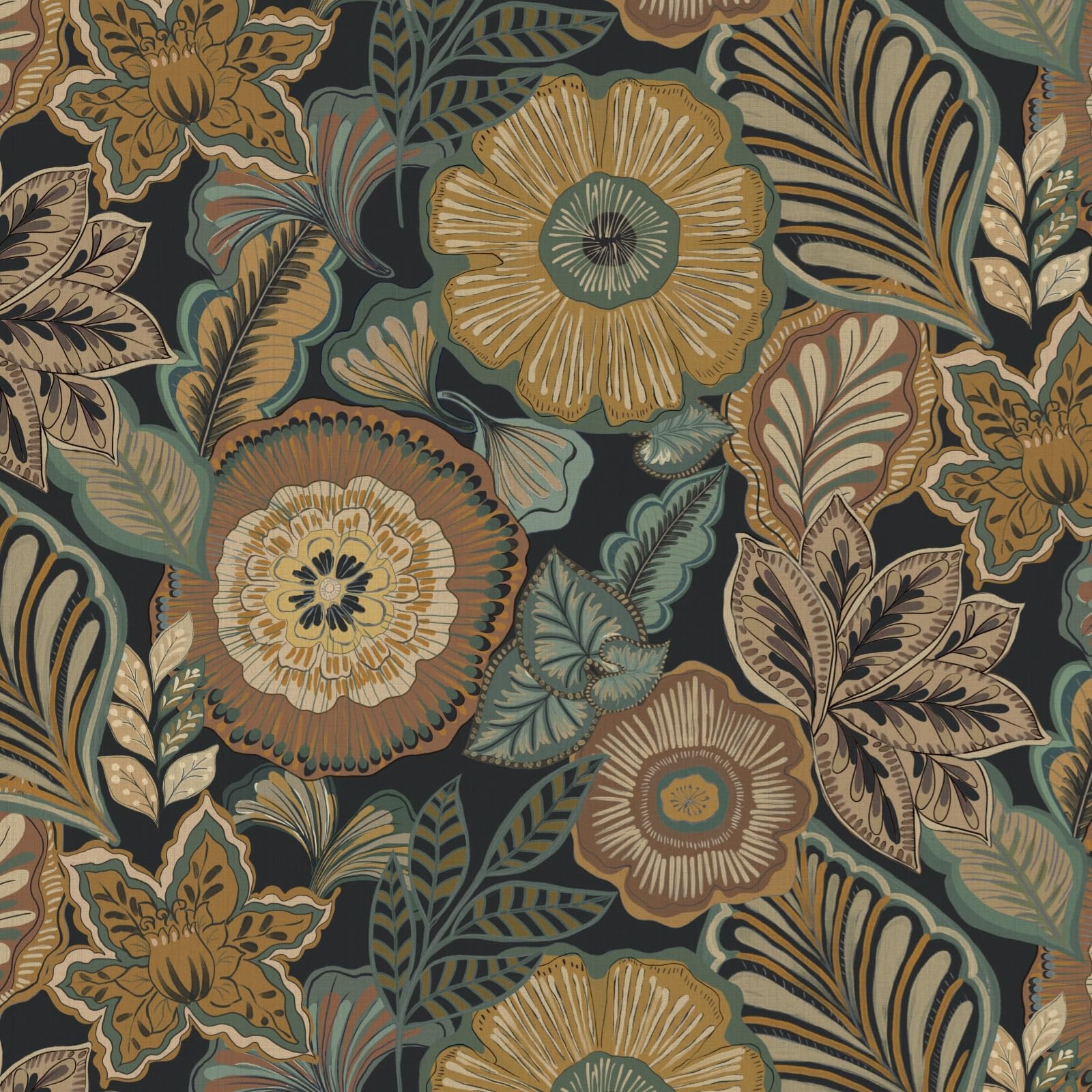 Timeet Self Adhesive Wallpaper Peel and Stick Wallpaper 44cmx3m Dark Brown Floral Contact Paper Waterproof Vinyl Wrap Removable Wall Decor for Bedroom Living Room Cabinets Furniture Sticker Boho