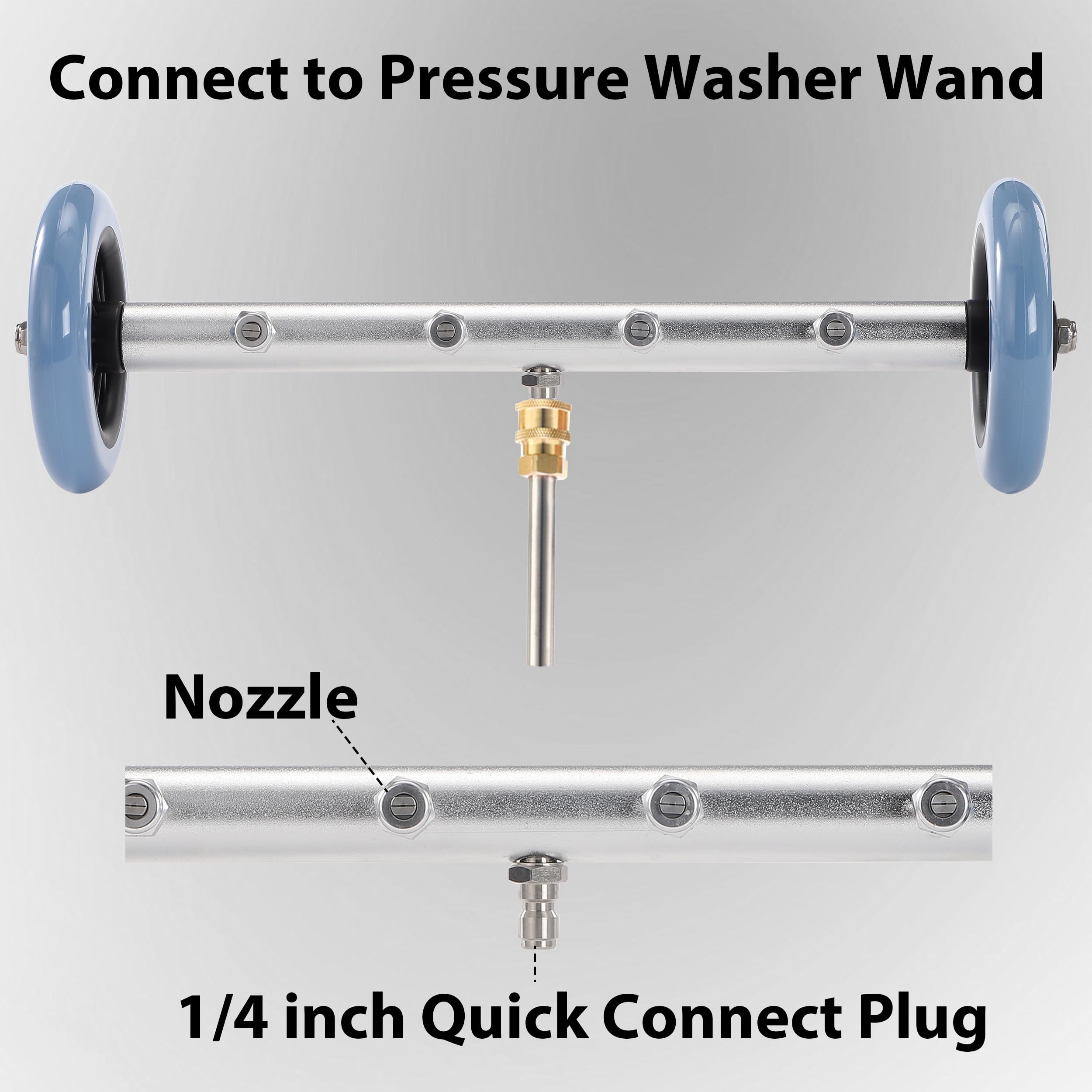 M MINGLE Limpiador de tren de rodaje de 16 pulgadas, compatible con Karcher K Series, K2, K3, K4, K5, K6, K7, accesorio de lavadora a presión debajo del coche, ajuste de conexión rápida de 1/4