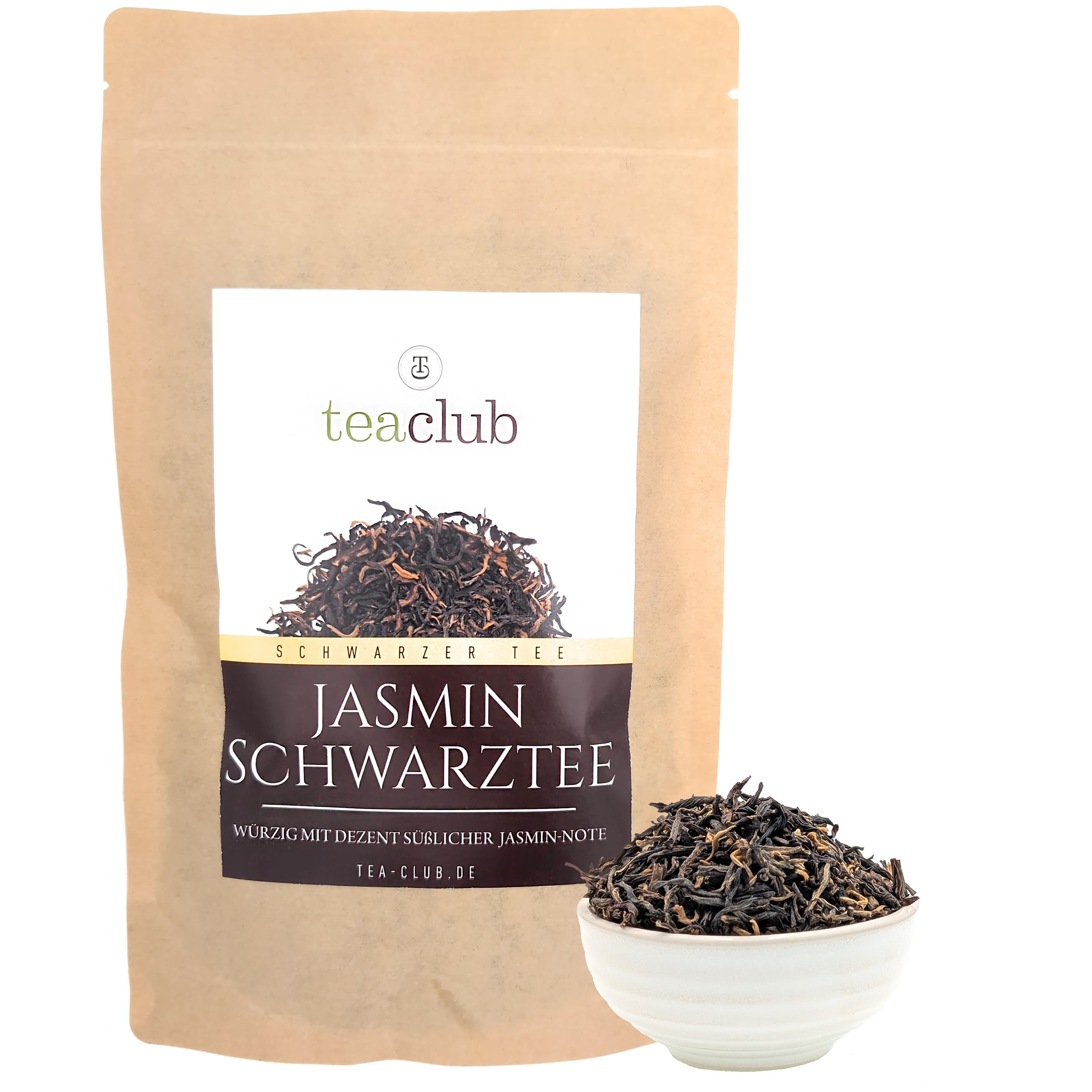 TeaClub Tè Nero al Gelsomino Sfuso 500g – con Fiori Veri | Tè nero aromatico-floreale, aromatizzato naturalmente con fiori di gelsomino veri, premium per intenditori