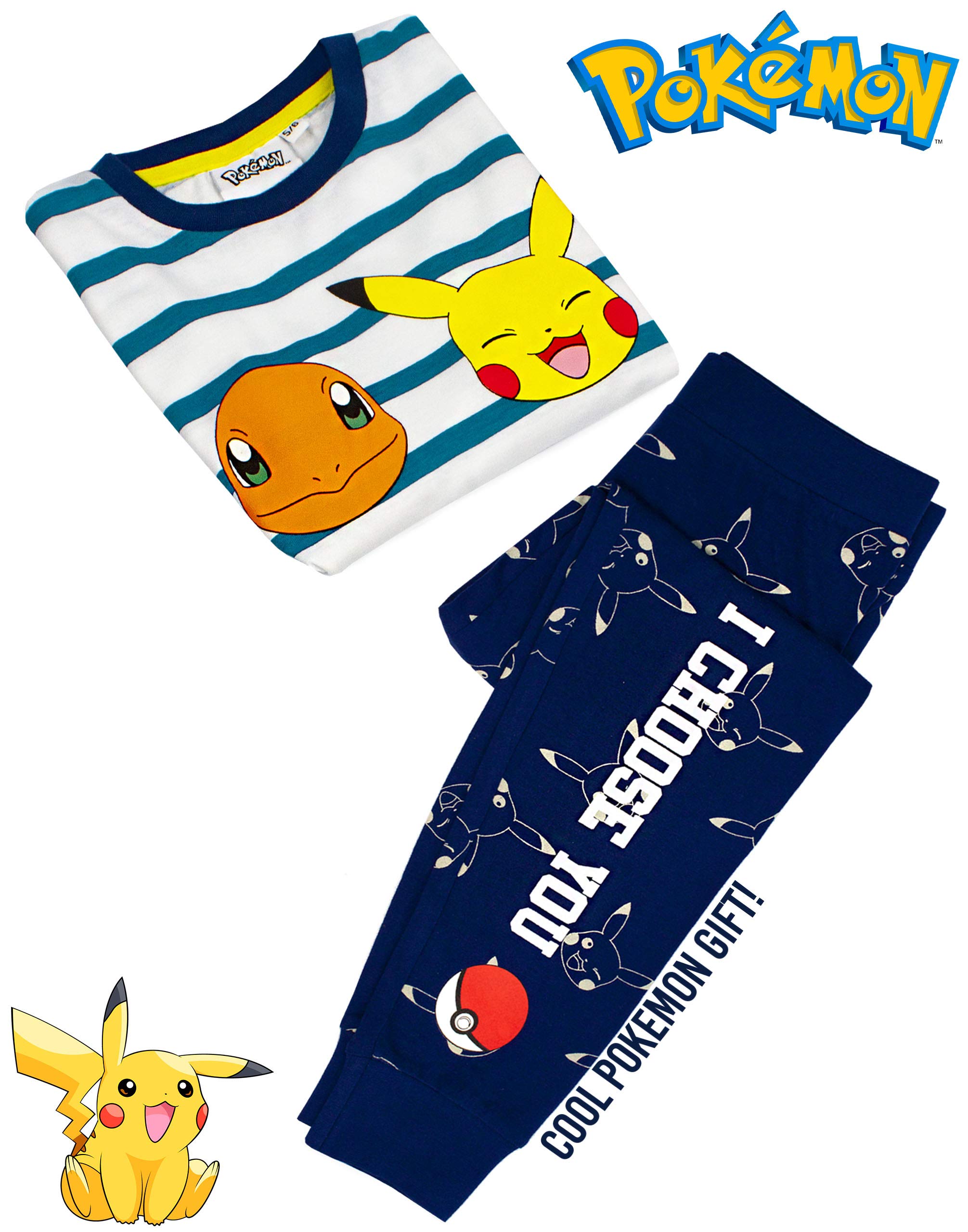 Pokemon Pyjamas Pikachu Charaktere Kinder gestreiftes T-Shirt & Hose Pyjamas