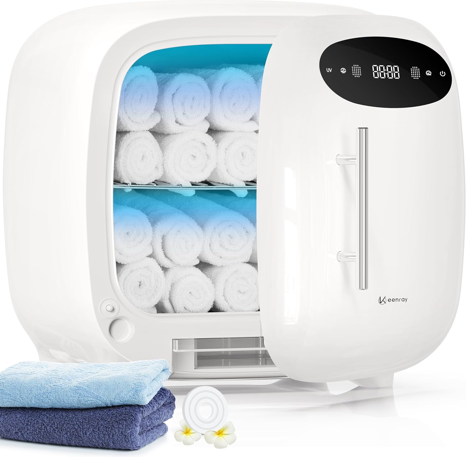 Keenray Hot Towel Warmer Cabinet, 13L Professional Towel Heater, Spa Towel Warmer with Digital Screen, Adjustable Timer and Delay, Customized Fragrance, Heat Dry & Wet Towels for Spa, Salon, Home