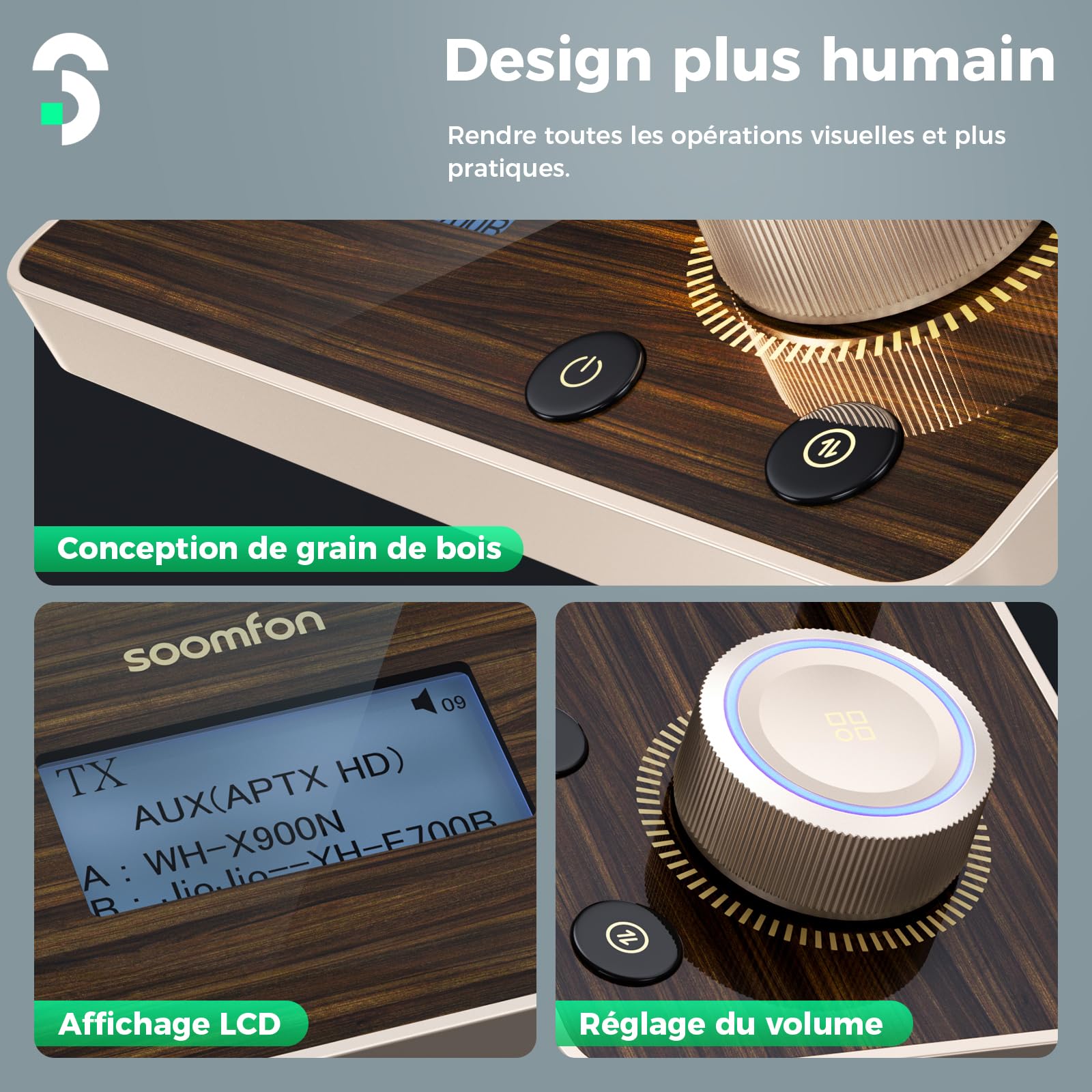 Récepteur Transmetteur Bluetooth 5.2 3en1 Avec Écran - Adaptateur HiFi AptX HD Faible Latence