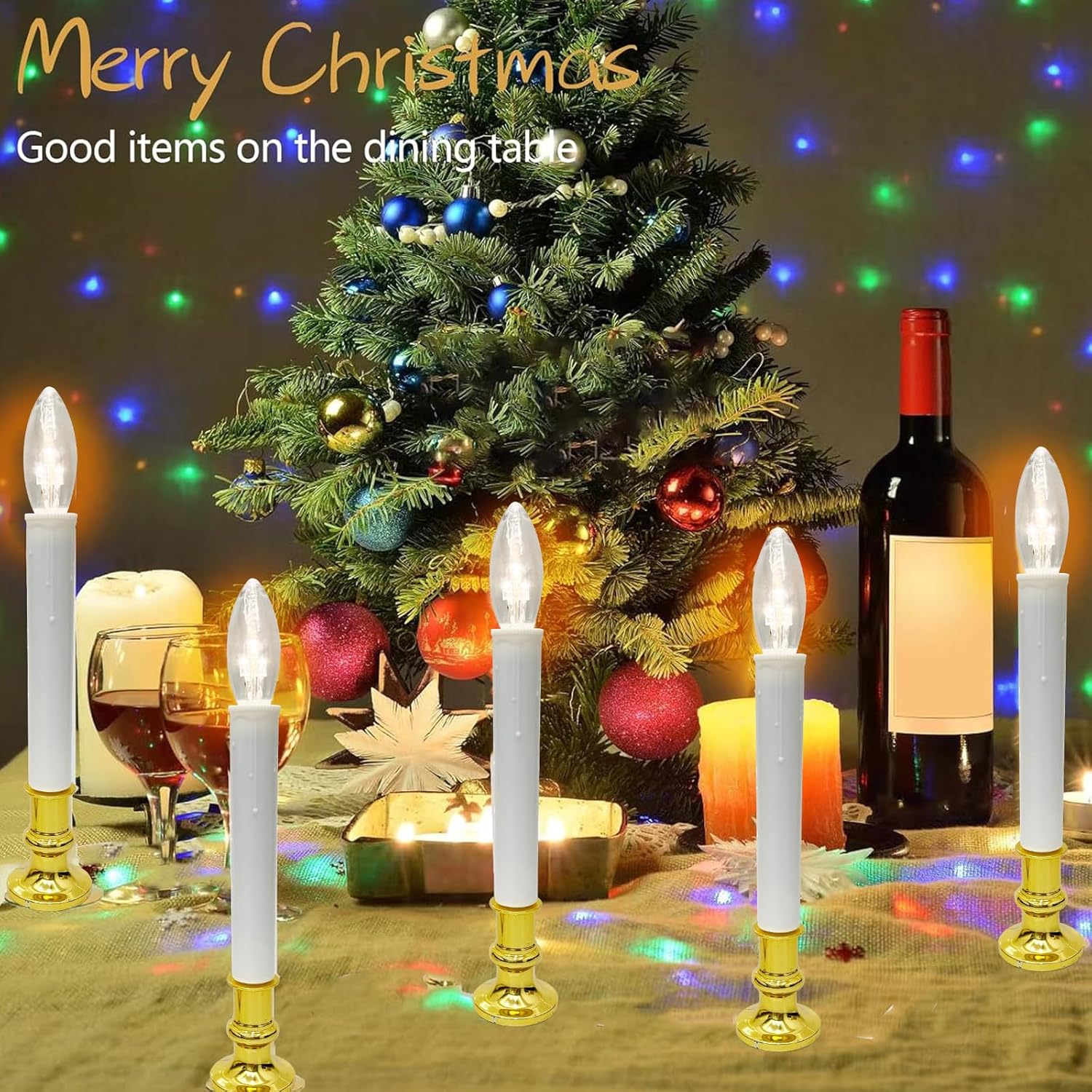 4 Pack Christmas Window Candle Lamp, Ultra Bright LED Window Candles with 3V C26 Clear Torpedo Tip Bulbs, Battery Operated, Metal Base, White Candlestick with Suction Cup