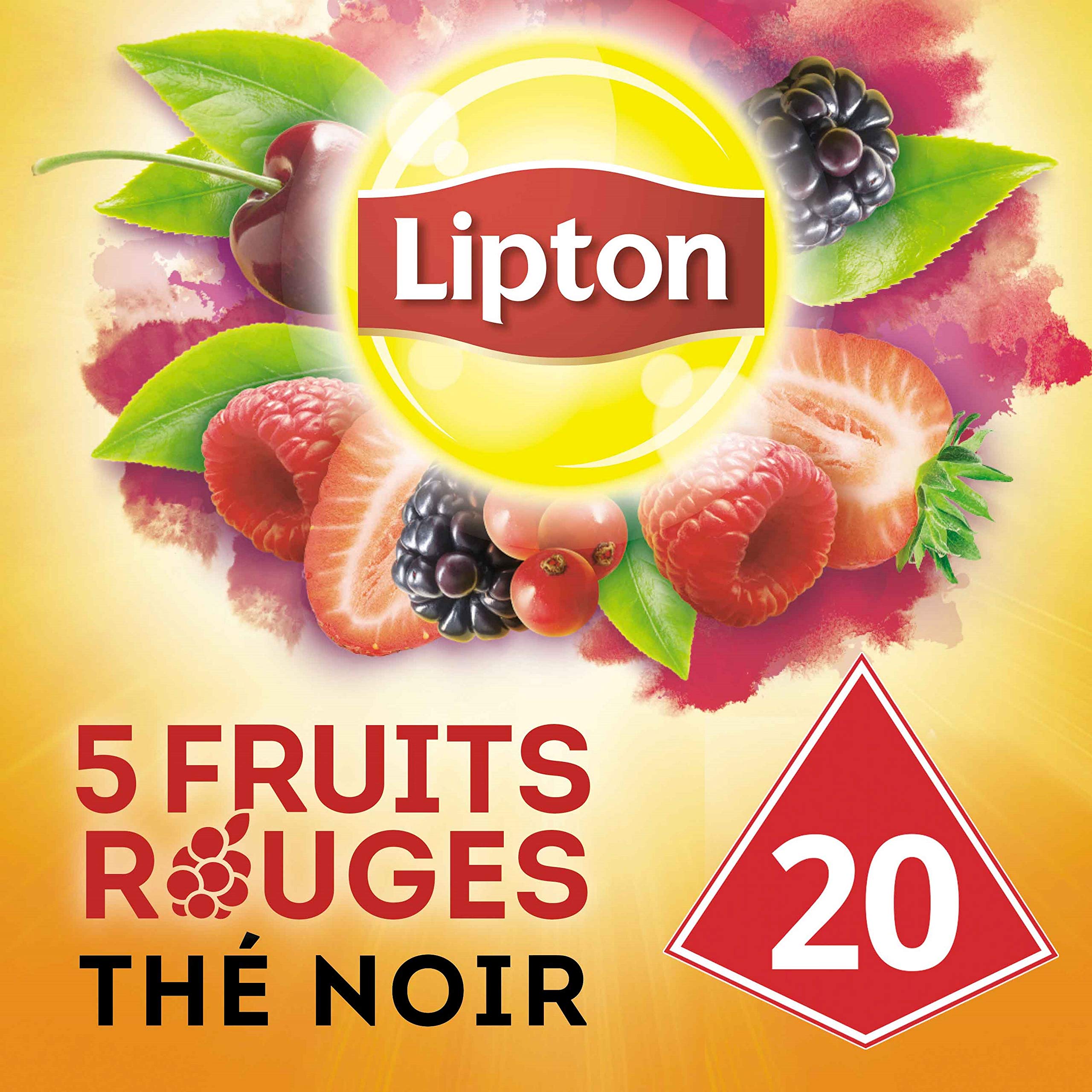 Lipton Thé 5 Fruits Rouges, Label Rainforst Alliance, 20 sachets