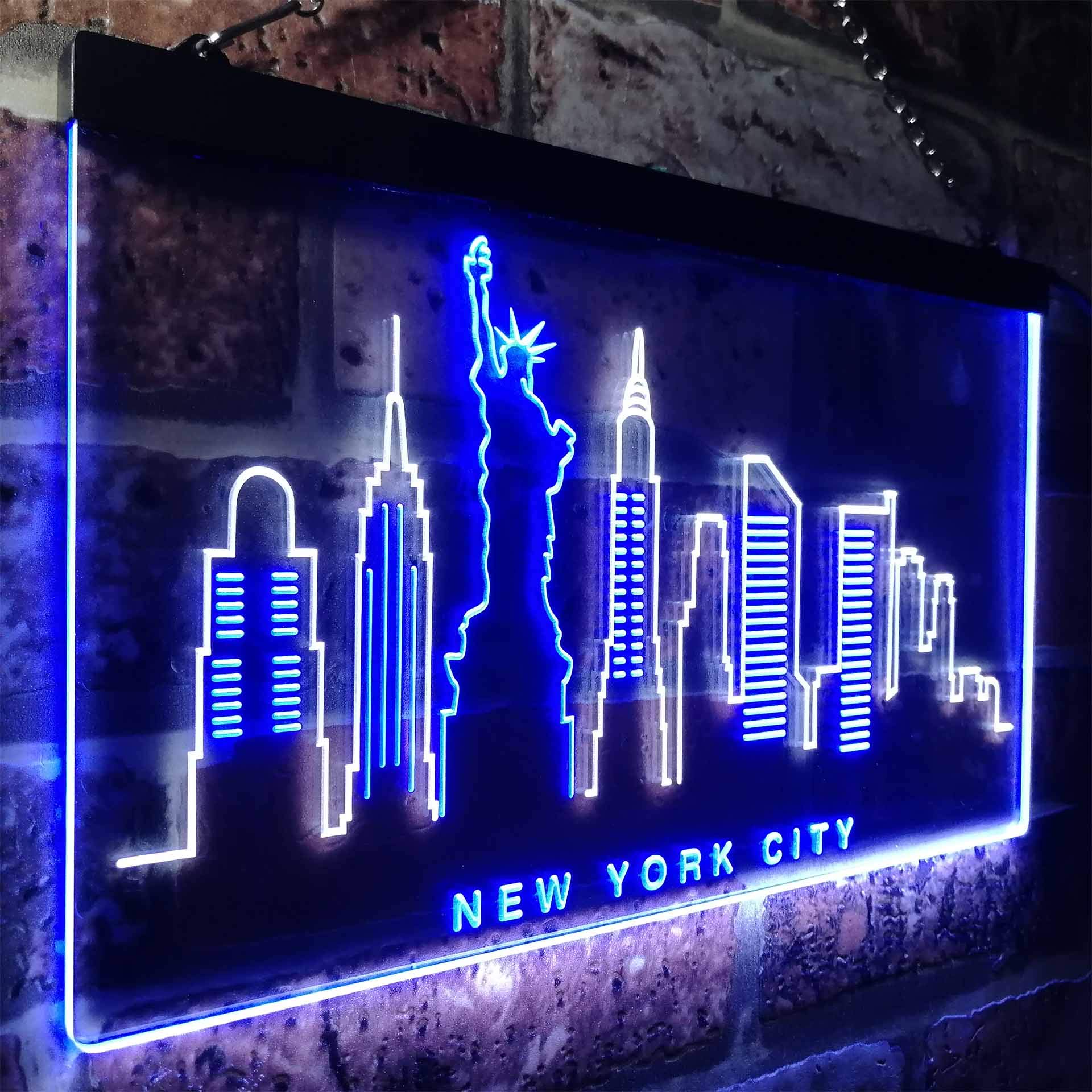 Insegna Luminosa LED Neon Istanbul City Skyline - Doppio Colore Verde E Blu, 60x40 Cm Con Spina (UE/UK/US/AU)