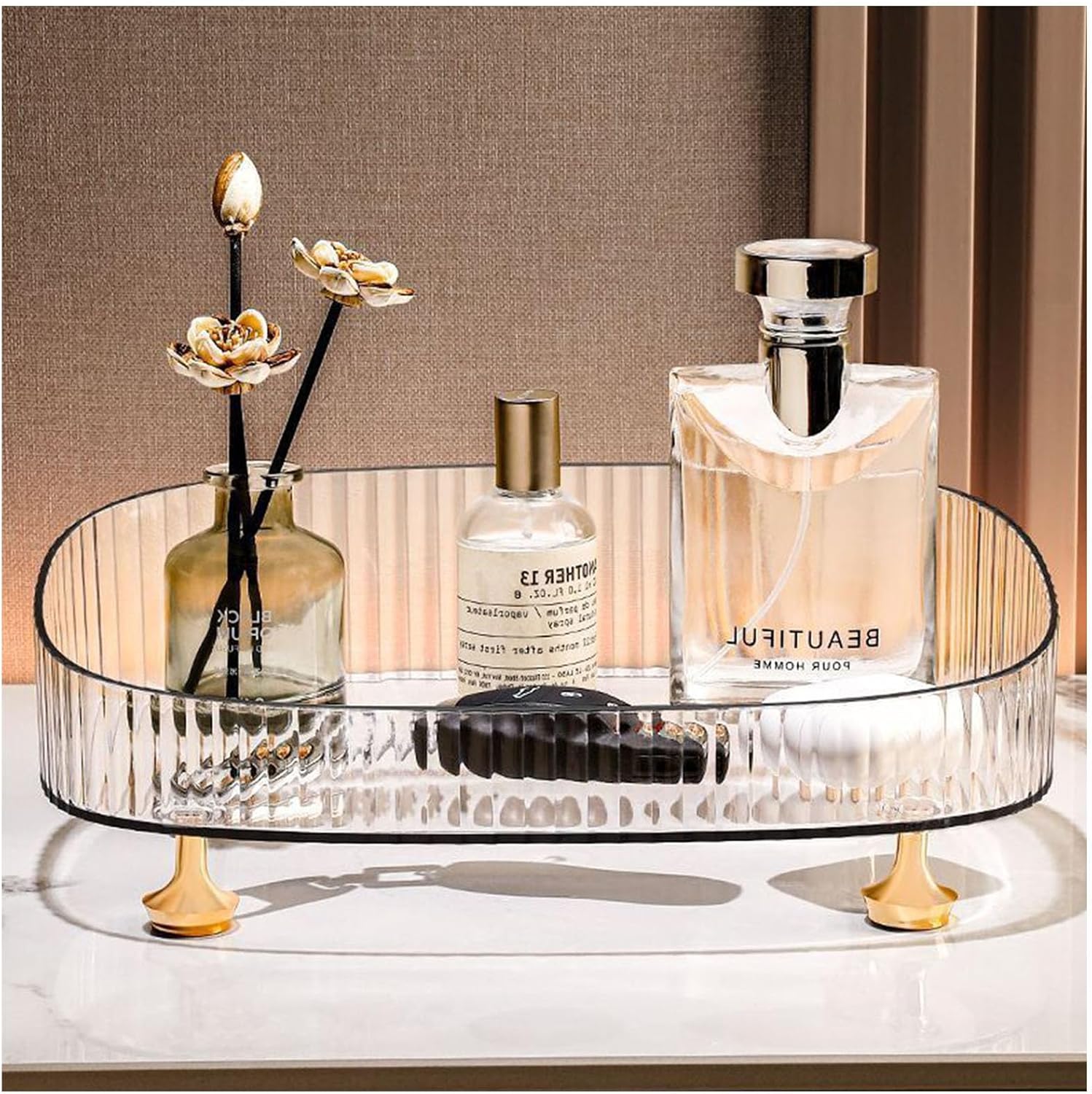 BESSKON Makeup Perfume Tray Organizer, Large Vanity Tray