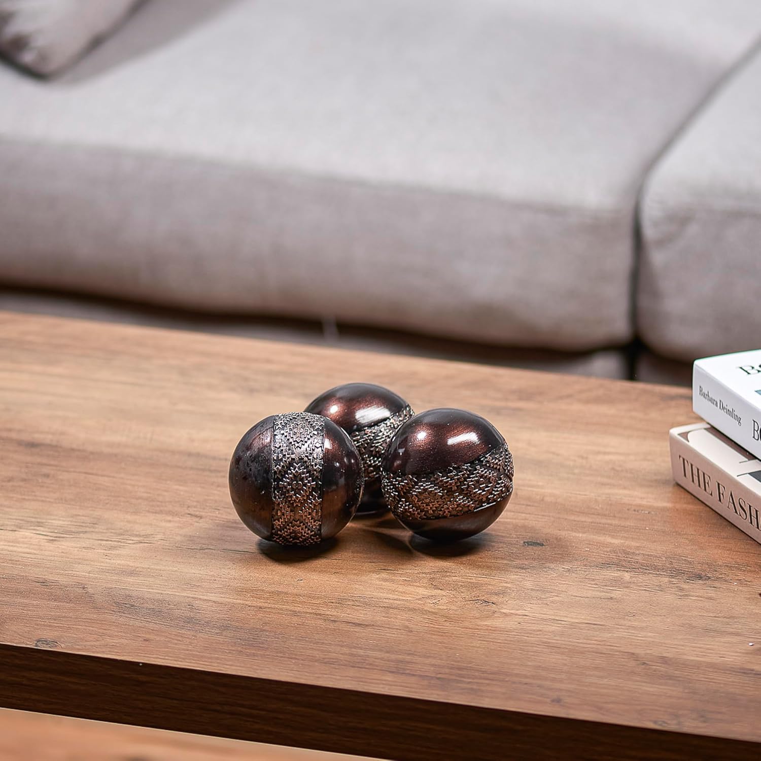 Creative Scents Dublin Brown 3” Decorative Balls - Set of 3 Decorative Balls for Bowls and Vases, Decorative Orbs and Spheres, Home Decor Vase Filler, Spheres for Coffee Table Decor, Dining Room