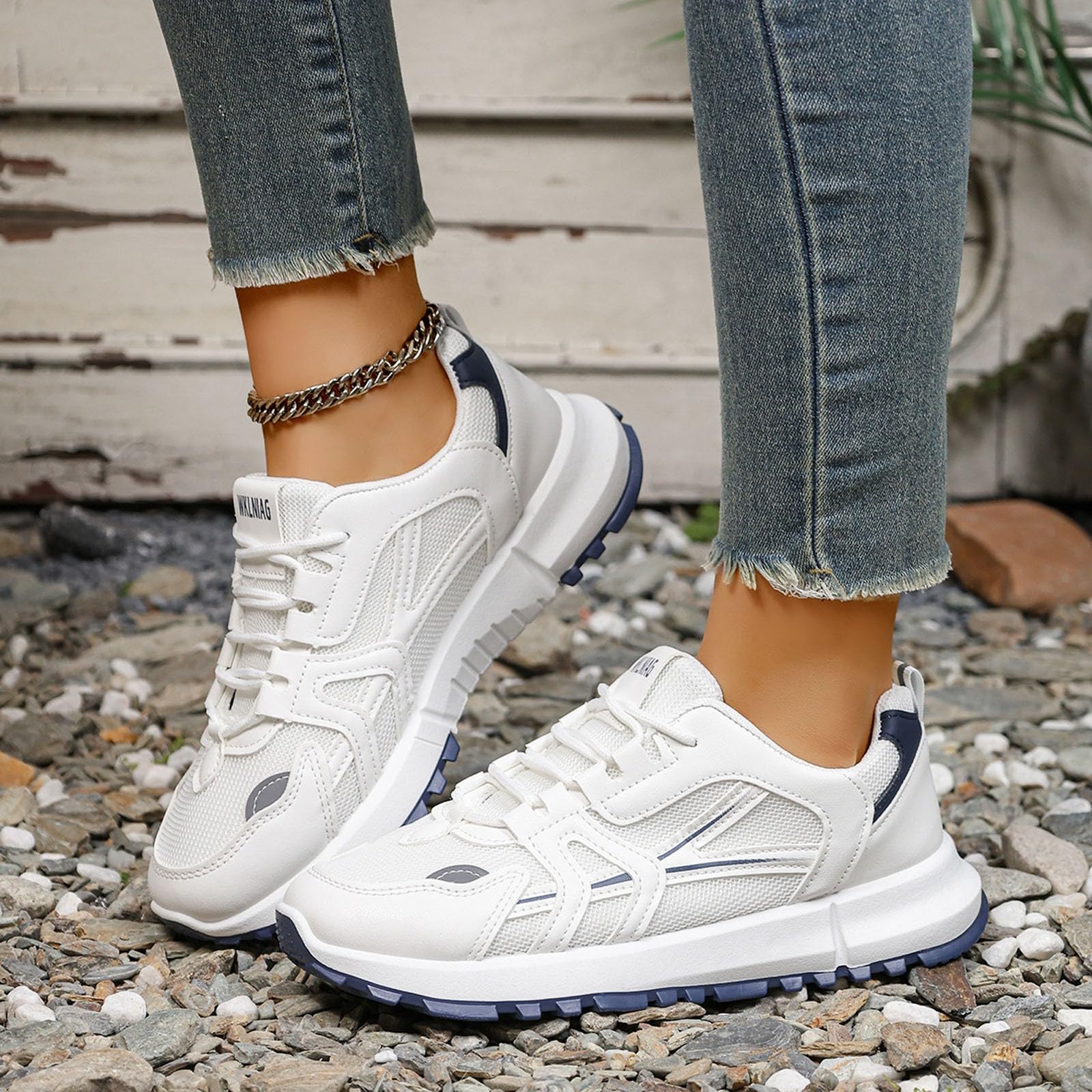 Zapatos de mujer con plataforma elevada para caminar transpirables con amortiguación para todo el día, calzado casual de moda