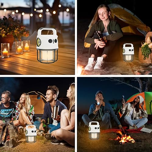 Miniatura 7 de Linterna de camping con linterna recargable, banco de energía, IPX4 impermeable, cable USB-C, luz LED de tienda de campaña para foco, camping,