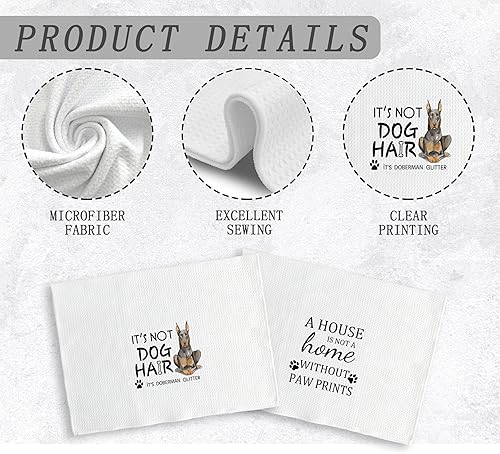Miniatura 6 de NOQL Doberman - Juego de 2 toallas de cocina con purpurina para perro, juego de 2 toallas de cocina y paños de cocina con purpurina Doberman,