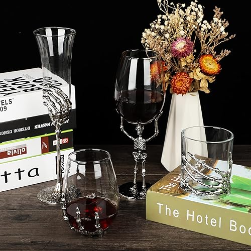Miniatura 3 de Copa de vino de calavera de Halloween, copa de vino de mano de fantasma de esqueleto, vasos de Halloween, copa de mano de esqueleto, regalos de