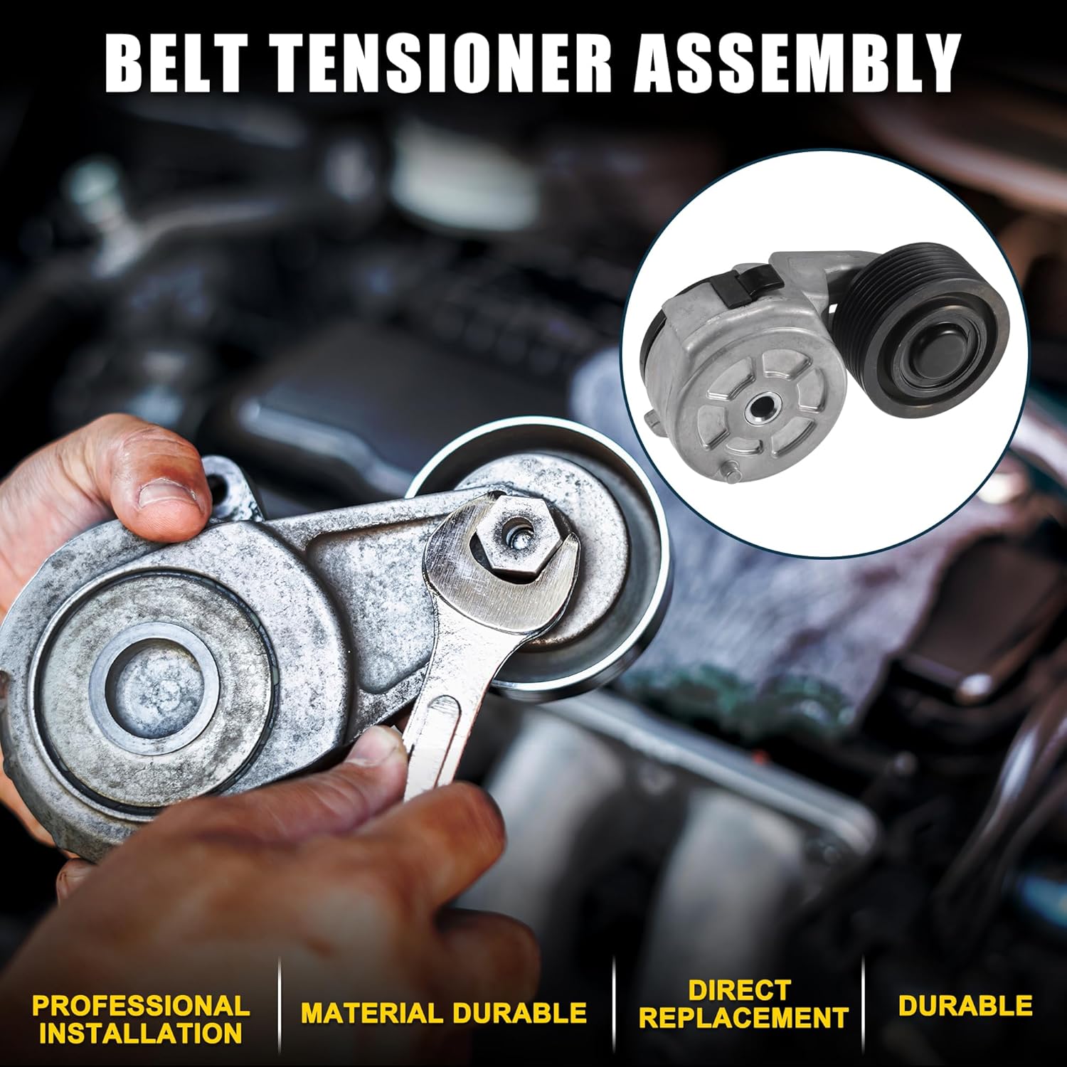 Belt Tensioner Assembly Durable No.3936213 | Inner Truck Accessory Drive Belt Tensioner Silver Tone 1 Pcs