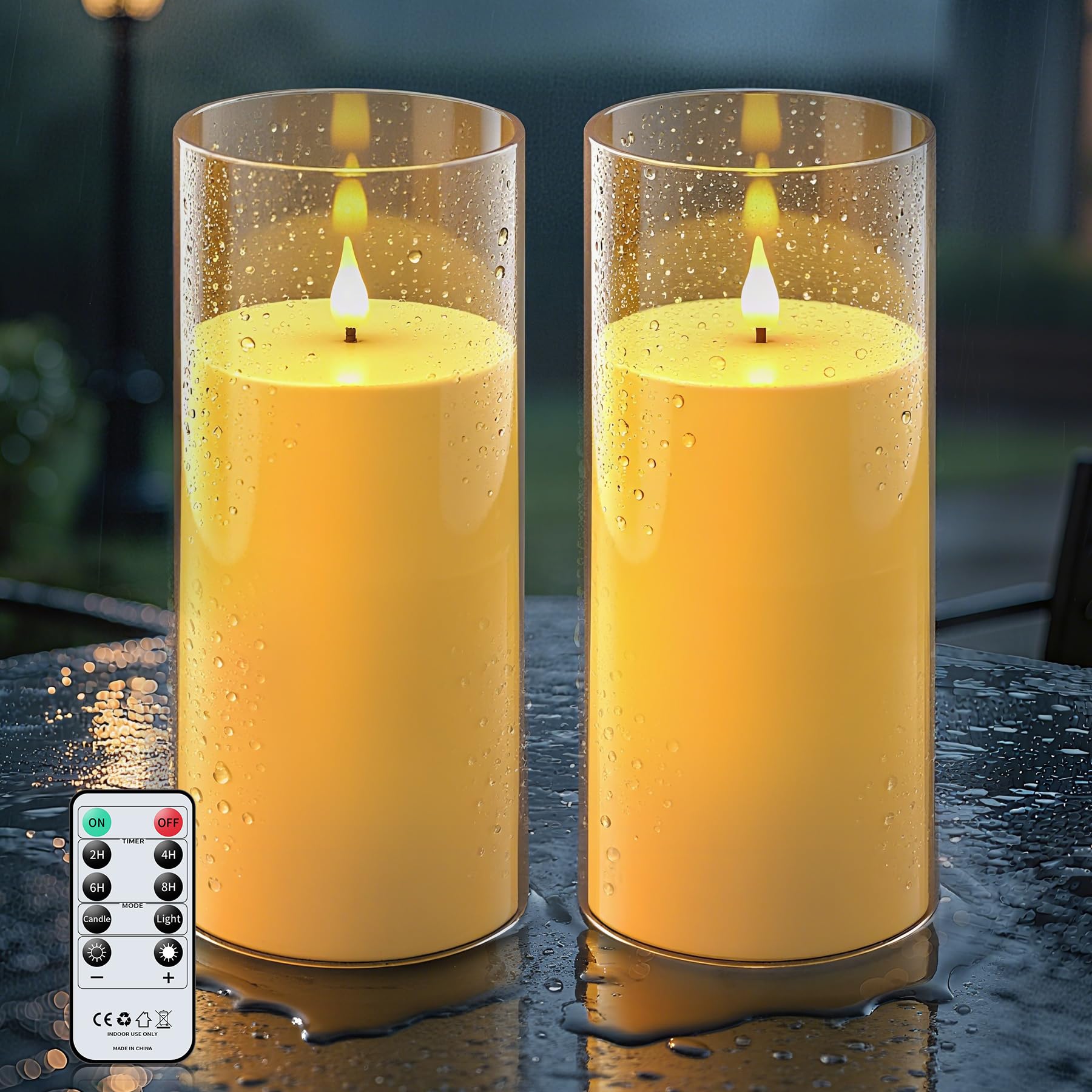 Di legno Battery Operated LED Senza Fiamma della Candela Lanterna per Interni ed