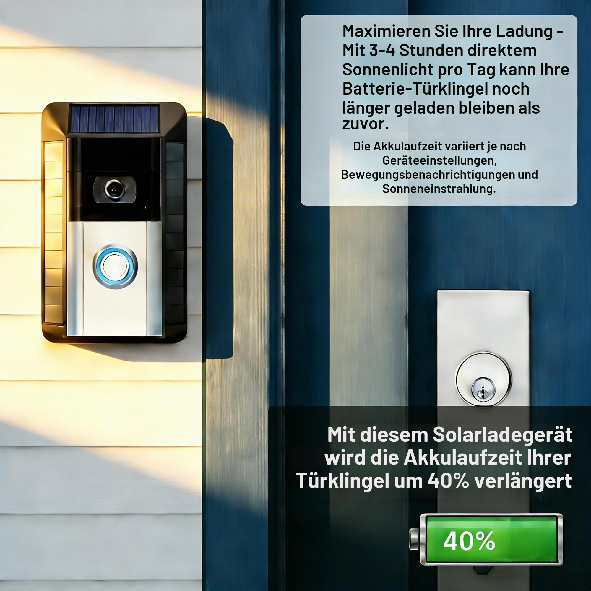 Ring Solarladegerät kompatibel mit Video-Türklingel 2. Generation 2020