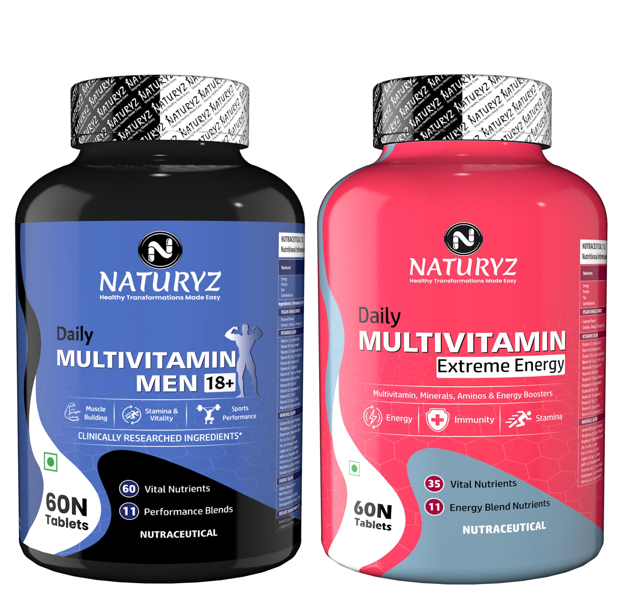 NATURYZ Daily Multivitamin Men 18+ & Extreme Energy with Highest 60 Nutrients (Vitamins Minerals with Omega 3), 11 Performance Blends for Immunity Muscle growth Strength for men & women (B0C6F21K3H) Amazon Price History, Amazon Price Tracker