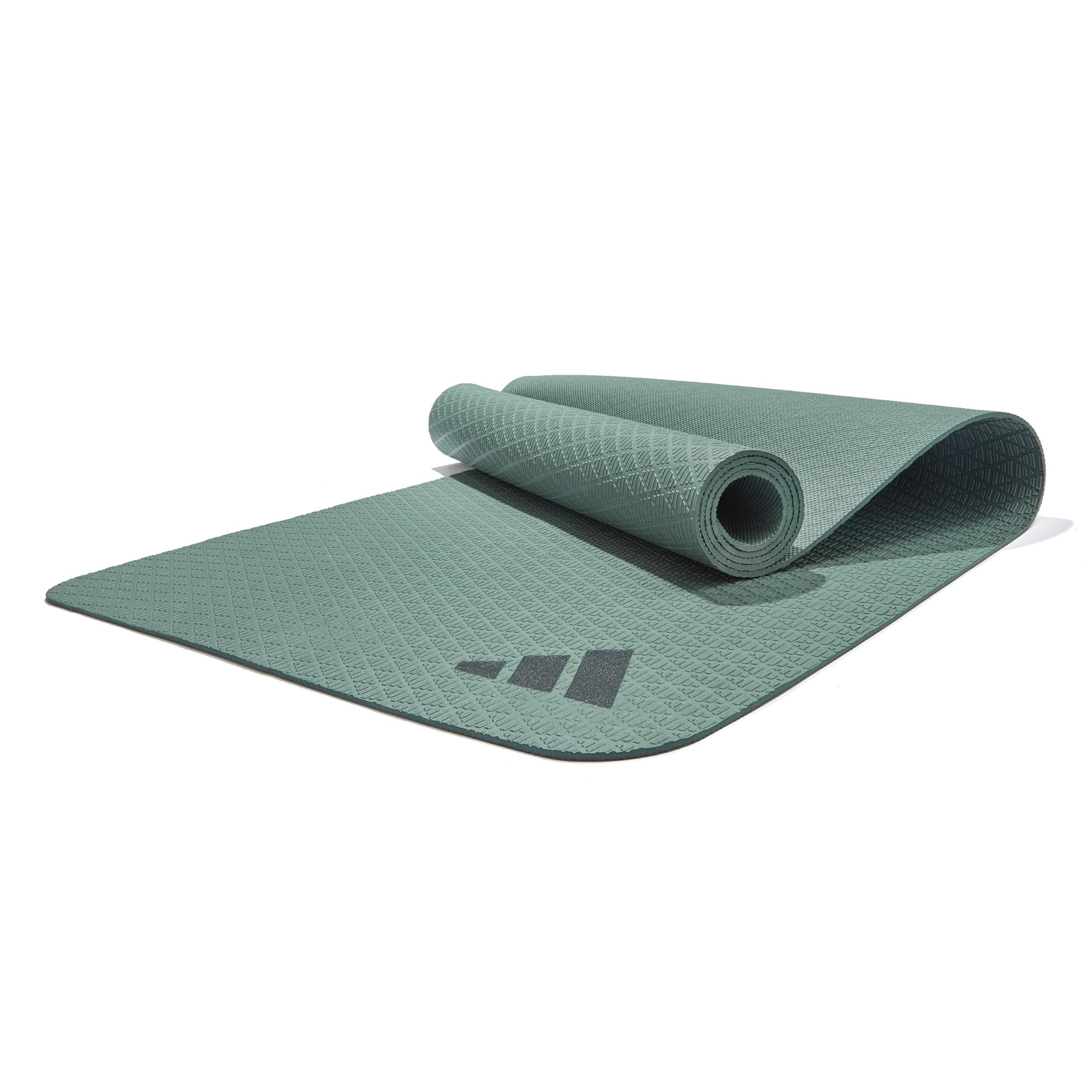 Adidas Yoga Mat 4 mm - Yoga Mat Made from 50% Recycled Material Free from PVC - Non-Slip and Textured Surface (176 x 61 cm) for the Perfect Grip during Yoga (Legend Ivy)