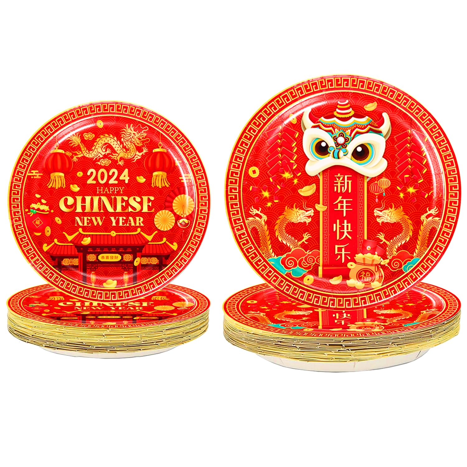 10 Assiettes Bonne Année ! En Carton - Nouvel An - Diamètre 17,5 Cm - Collection Bonne Année Champagne - Jour De Fête - Vaisselle Jetable - Décoration De Table Du Nouvel An