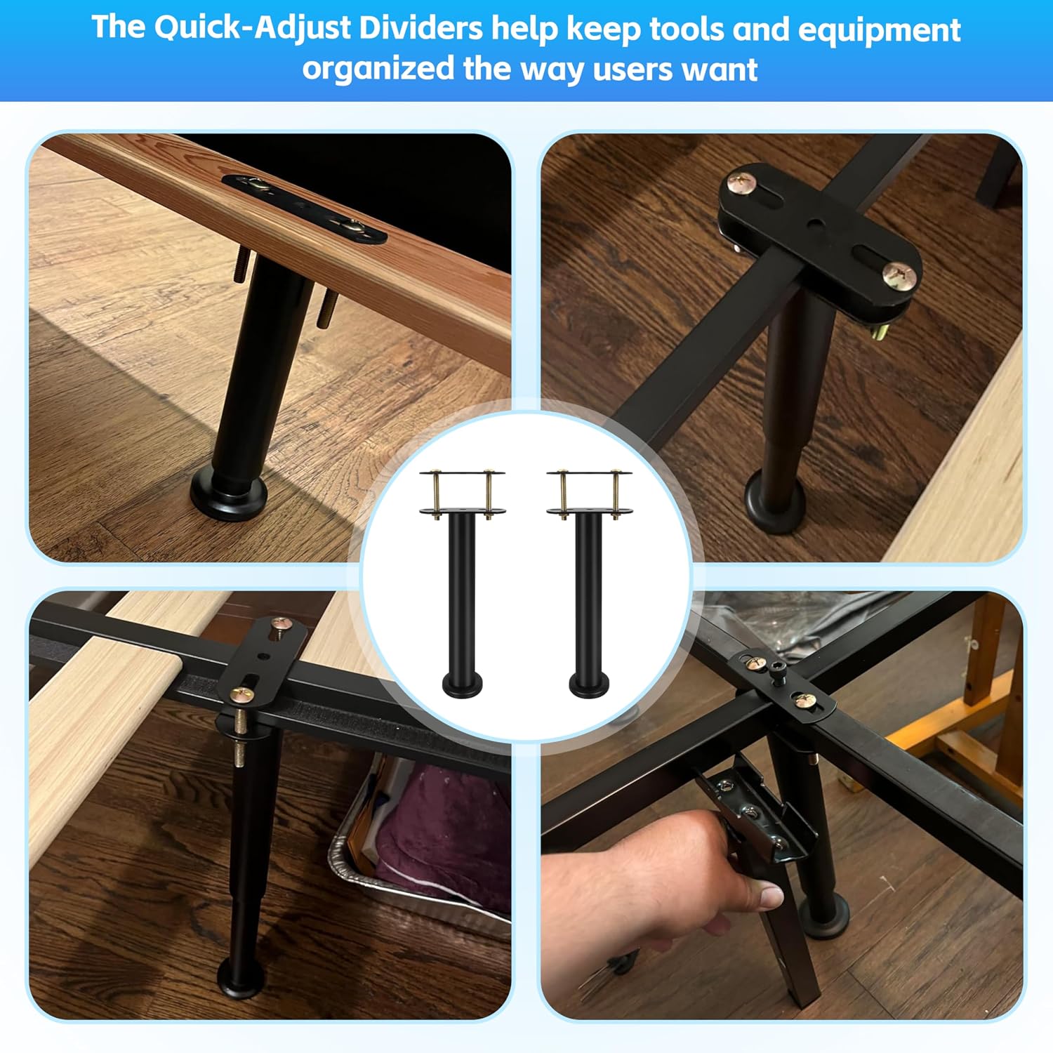 Adjustable Bed Frame Support Legs | 10-17 Inch Height Steel 2 Pack