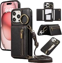 ESONG Wallet Strap Case for Samsung Galaxy A56 5G, PU Leather Flip Book Wallet Case, Wallet Case for Women with Ring Stand, Card Slot, Magnetic Black