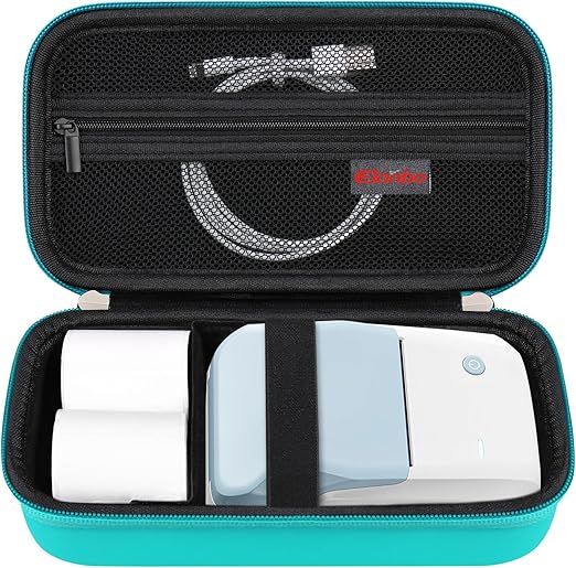 Elonbo Carrying Case for NIIMBOT B1 Label Maker Machine, Portable Mini Wireless Bluetooth Label Printer Travel Bag, Small Handheld Labeler Storage Holder, Mesh Pocket Fits Label Paper, Green