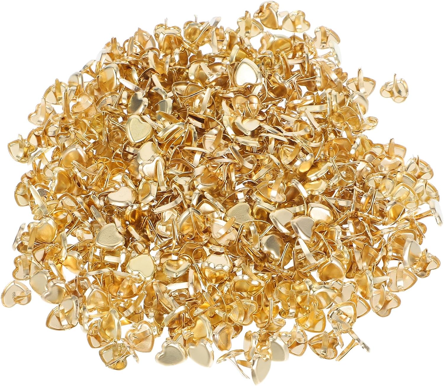 ORFOFE 500pcs Gold Heart Shaped Paper Fasteners Metal Round Head Brads for Scrapbooking DIY Crafts School Projects and Card Making