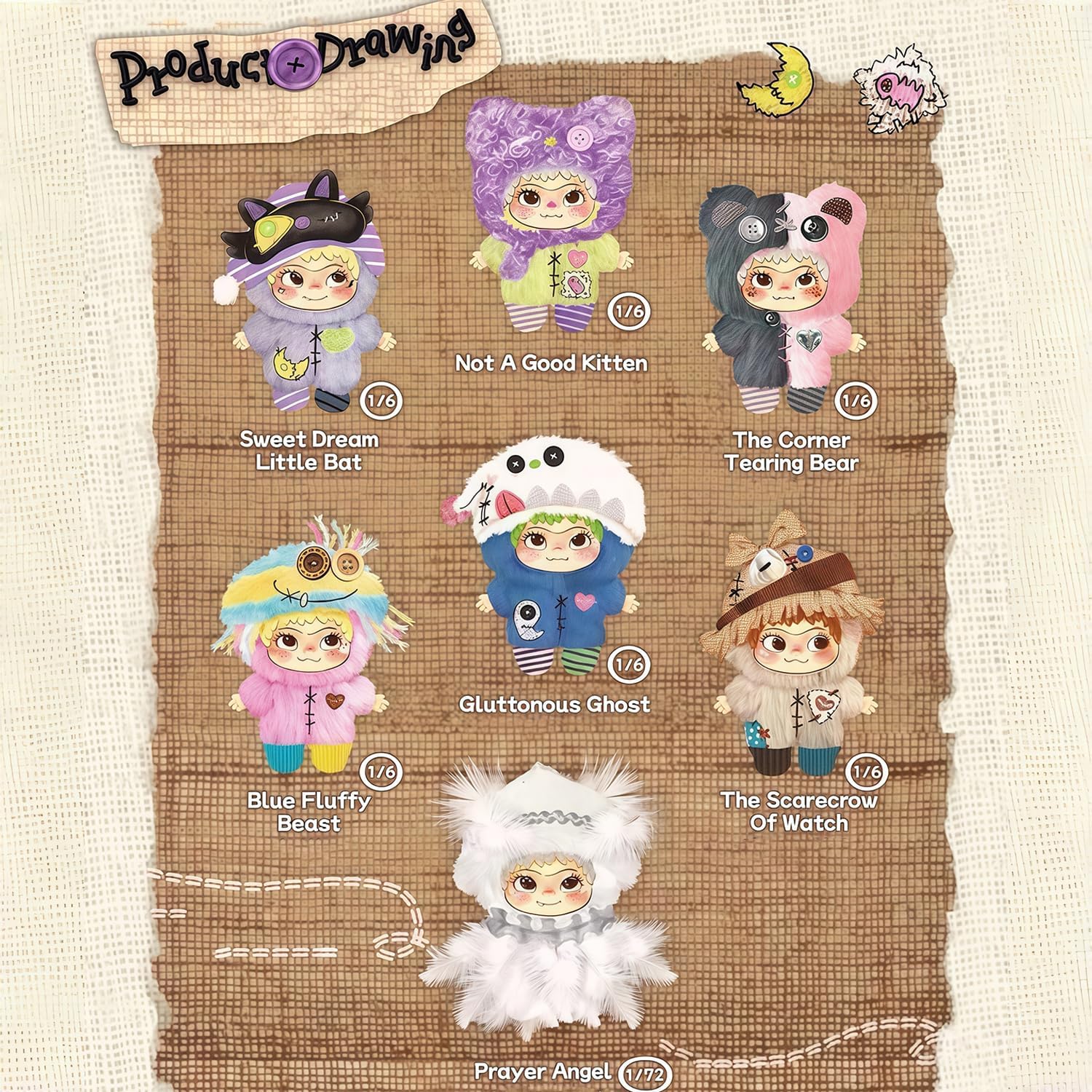 Wakuku The Handicraft World Series Plush Keychain Blind Box 1Pcs (1 of 7 Possible Styles) Wakuku Version 4 Cute Key Ring Decor Figures Collectible Birthday Gifts