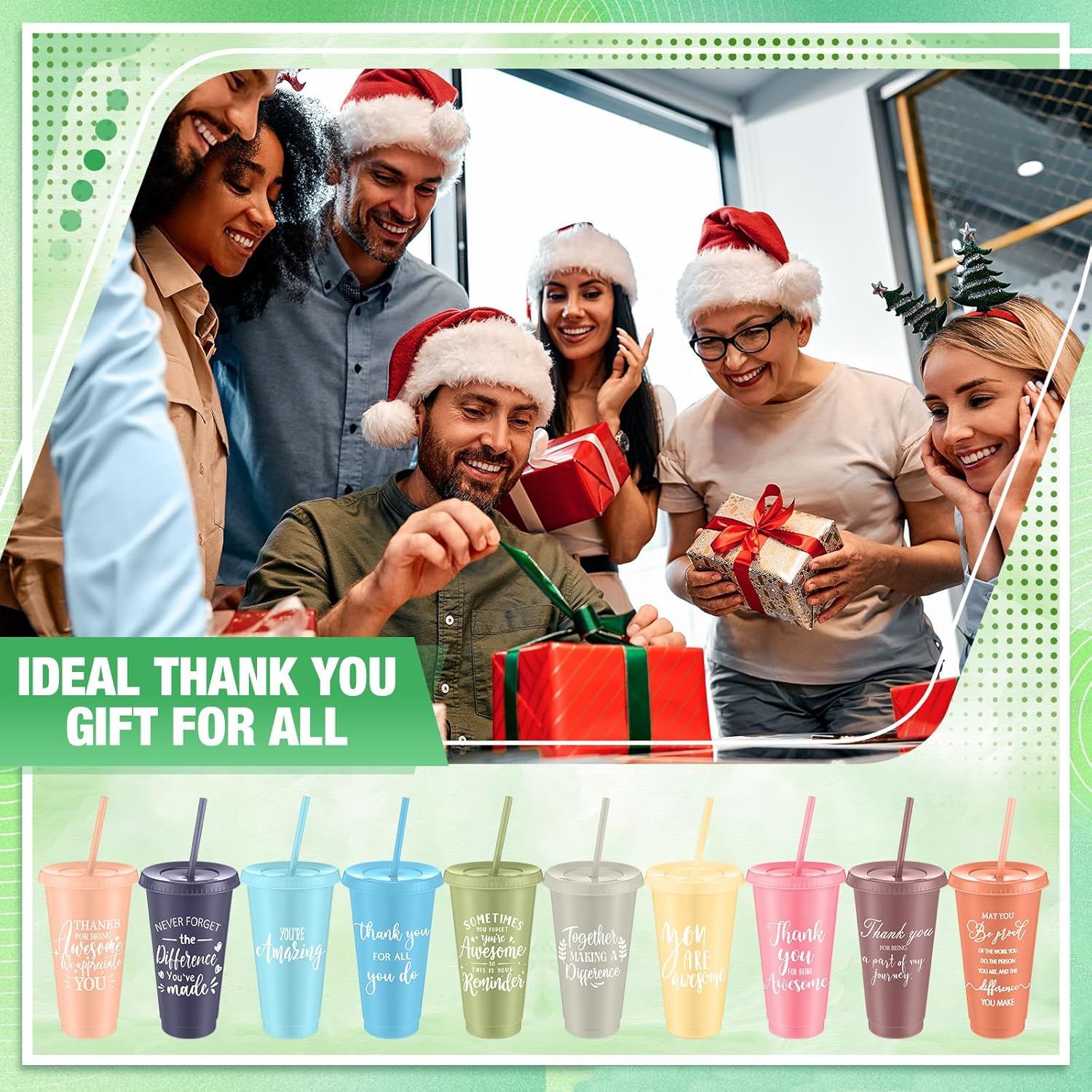 Skylety 30 Pcs Valentine Galentine Employee Appreciation Gift Bulk 24 oz Plastic Tumbler Cup with Lids Straws Thank You Cup Bulk for Coworker Team Teacher Nurse Volunteer(Amazing,Dark Colors) - Image 5