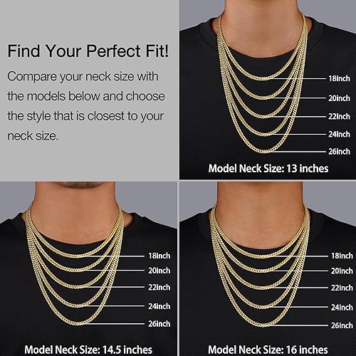 Miniatura 2 de Momlovu Cadena chapada en oro de 18 quilates en tono plateado para hombres y niños, cadena de eslabones cubanos de acero inoxidable chapado en oro