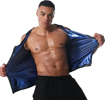 Sauna Vest for Men Workout Zipper Shirt Slimming Body Shaper Waist Trainer Tank Top for Fitness Gym Exercise Running